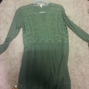 Olive green midi dress